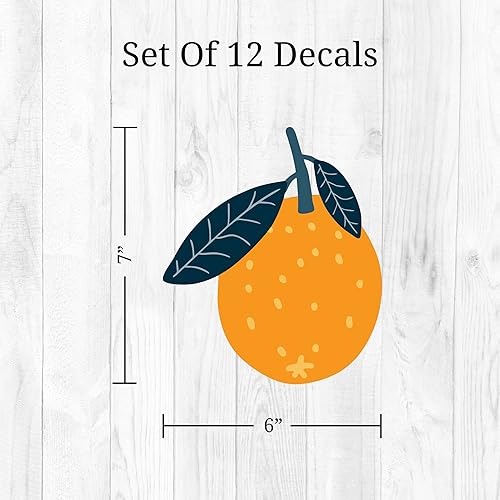 Miniatura 6 de Decalcomania - Juego de 8 calcomanías de pared de frutas naranjas para cocina, lavandería, dormitorio, sala de estar, decoración extraíble de