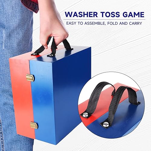 Miniatura 5 de GSE Games & Sports Expert Juego de lanzamiento de arandelas de madera premium con 8 arandelas con abridor de botellas para adultos y familia. Juego