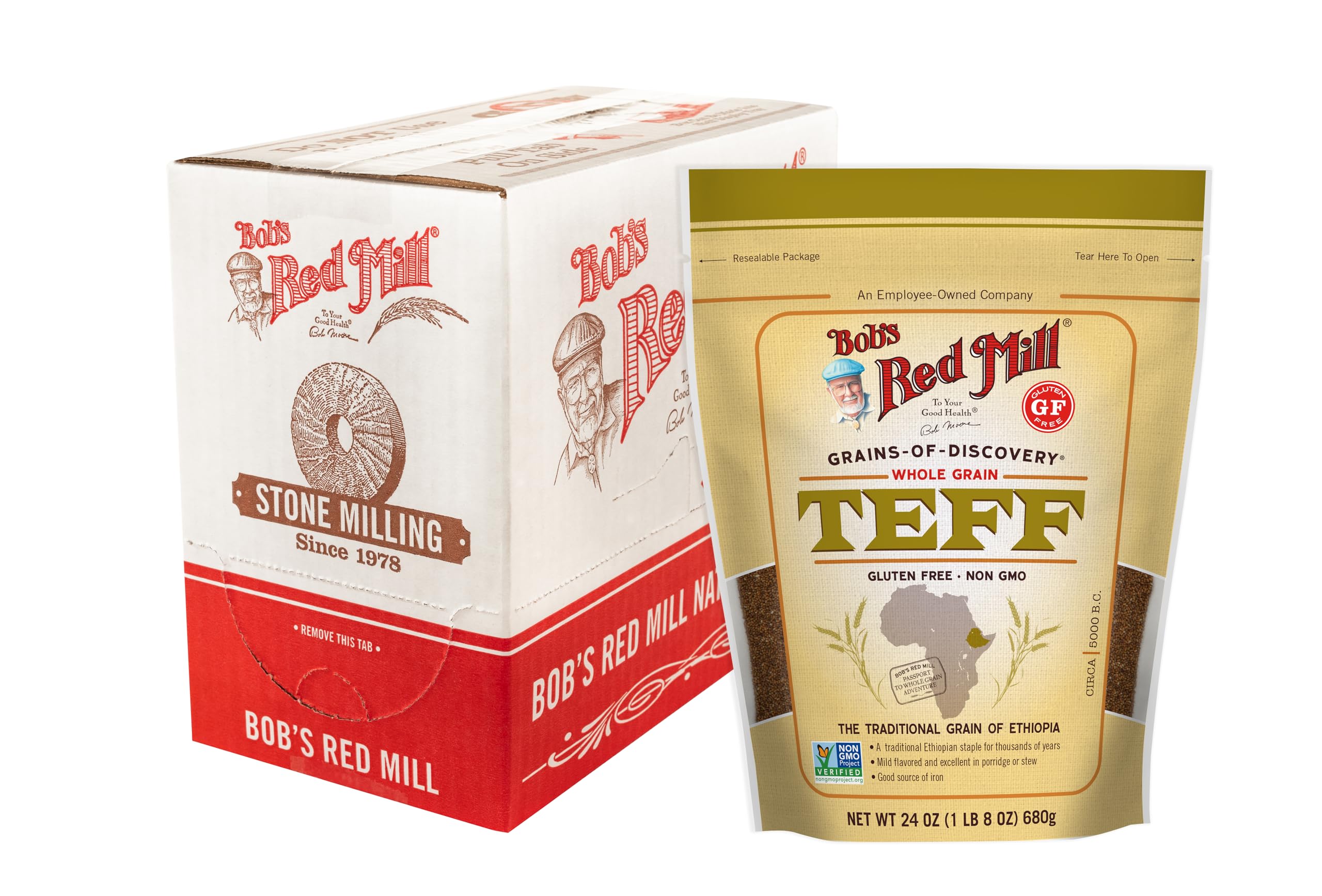 Bob's Red Mill Teff Flour, 20oz (Pack of 1) - Non GMO, Whole Grain, Vegan, Kosher
