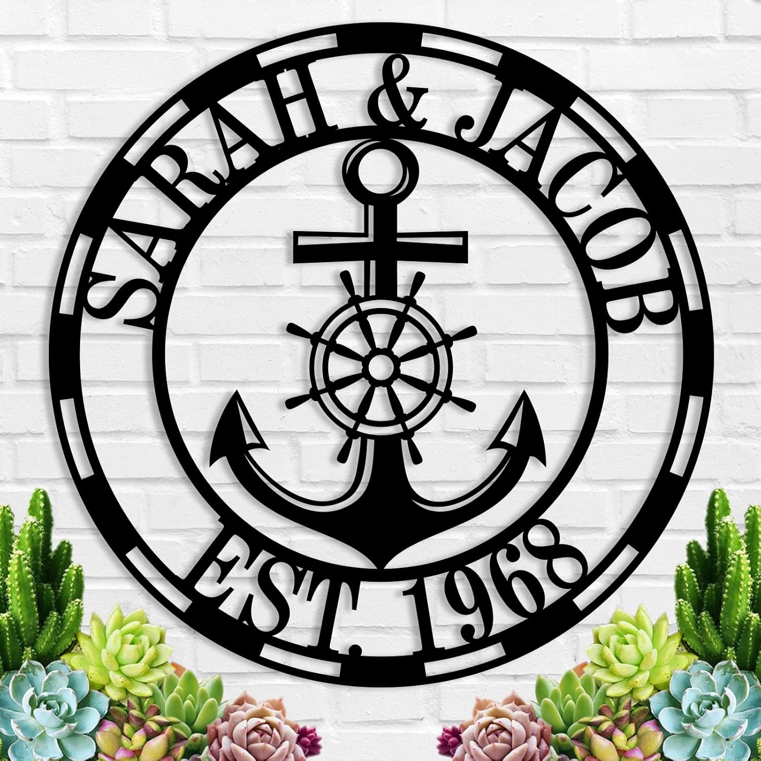Custom Metal Anchor Nautical Name Sign - Personalized Indoor/Outdoor Wall Art