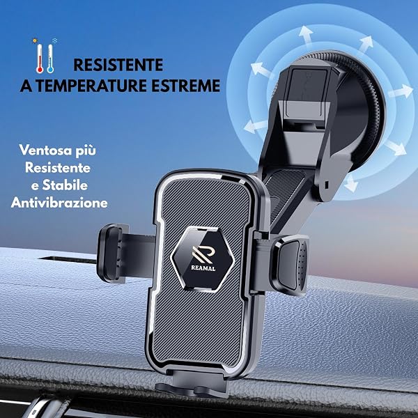 Porta Cellulare Auto Estensibile per Parabrezza e Cruscotto - Supporto Smartphone Universale con Rotazione 360°, Rilascio Rapido, Compatibile con Tutti i Cellulari - 3