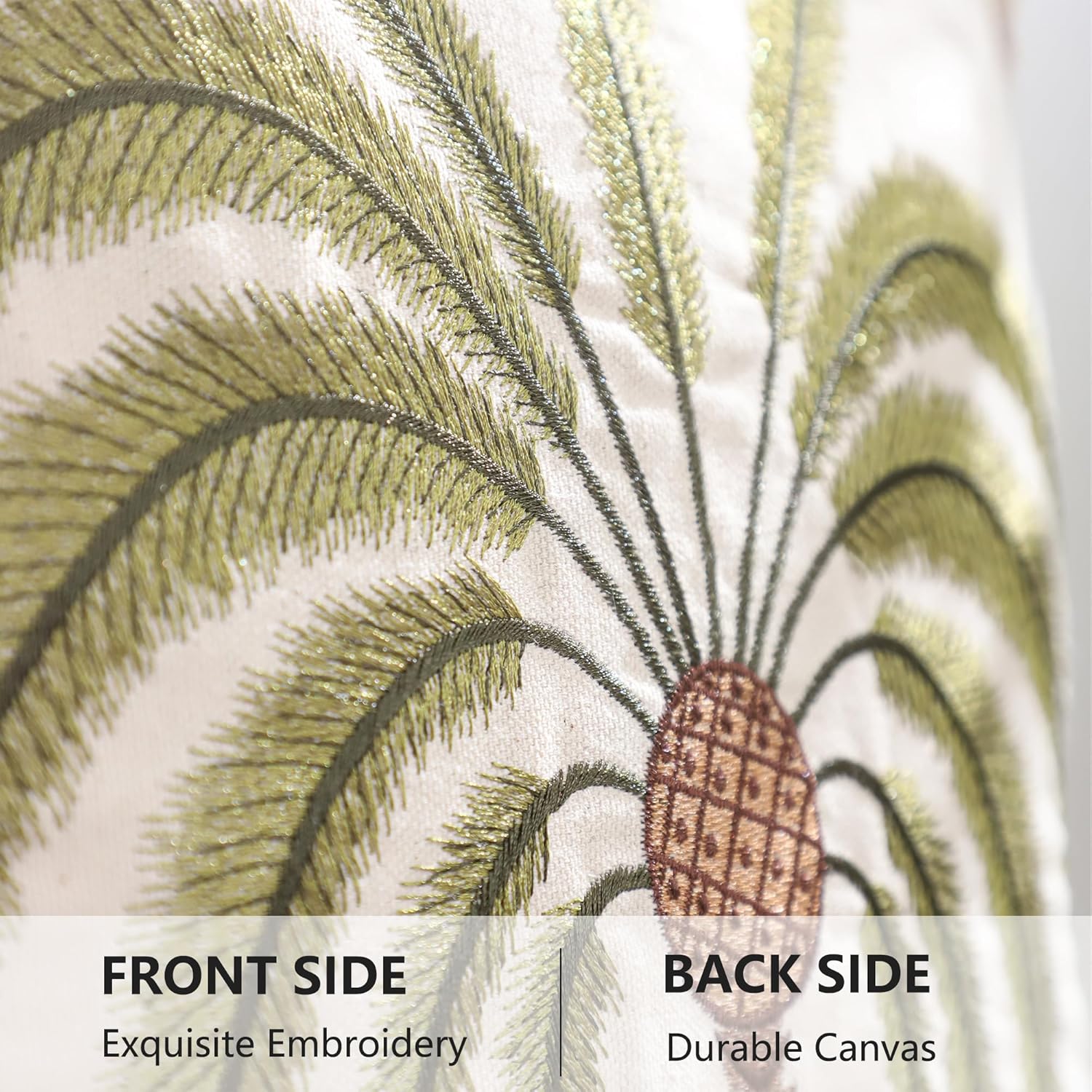 LUOYEHK Palm Tree Pillow Covers 18X18 Inch Set of 2 Tropical Plant Throw Pillow Covers with Jute Rope Summer Embroidered Pillowcase Square Decorative Cushion Covers for Couch Sofa Bed Home Decor