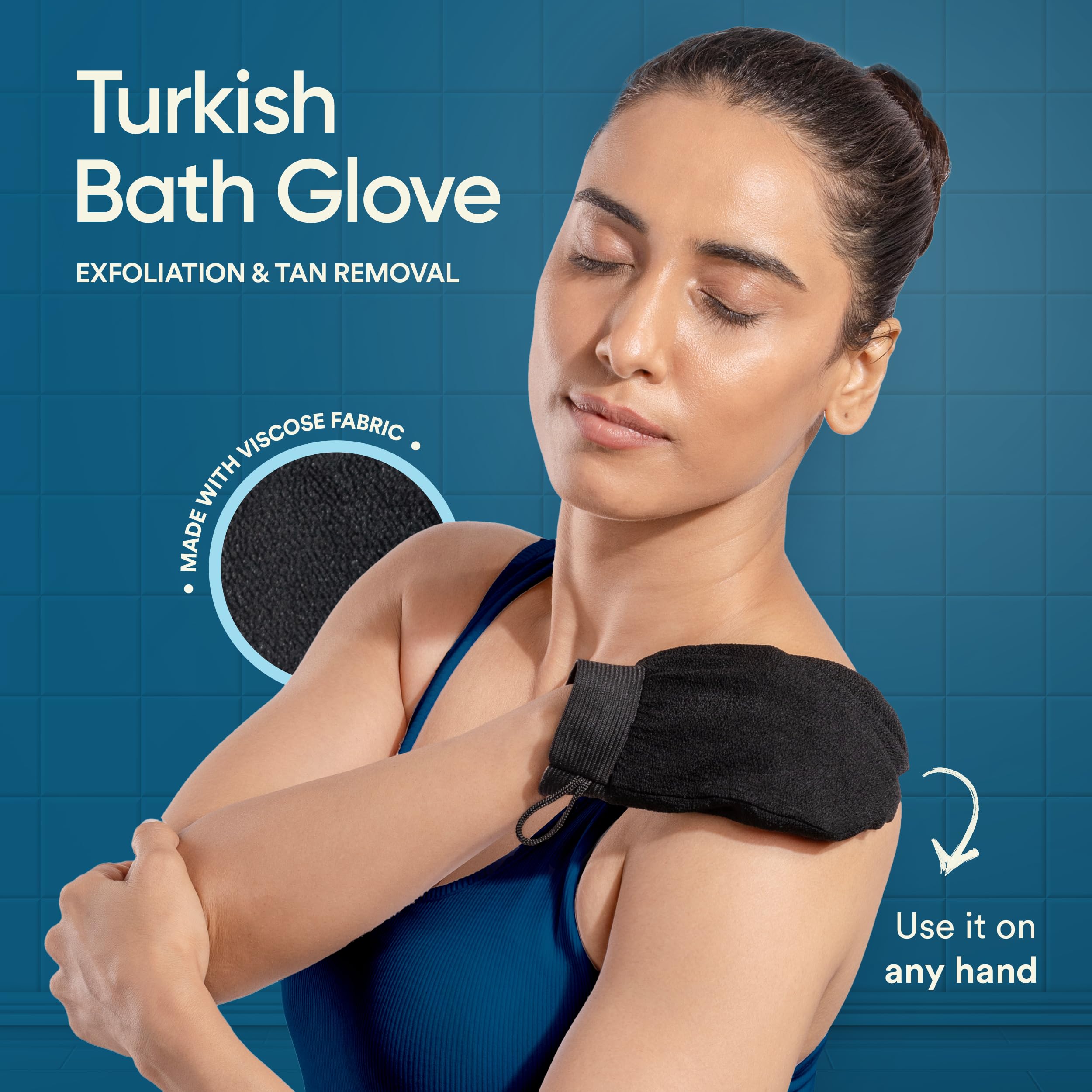 Bloom Turkish Bath Glove | (1 glove) | For Tan Removal and Exfoliation | Gently removes Dead Skin Cells | Improves Circulation - Image 2 thumbnail
