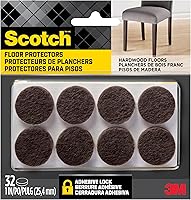 Scotch Brown Felt Furniture Pads, 32-Pack 1" Round Self-Stick Protectors for Hardwood Floors - Prevent Scratches, Dents & Nicks (SP822-NA)