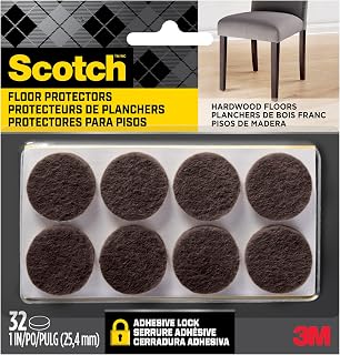 Scotch Brown Felt Furniture Pads, 32-Pack 1" Round Self-Stick Protectors for Hardwood Floors - Prevent Scratches, Dents & Nicks (SP822-NA)