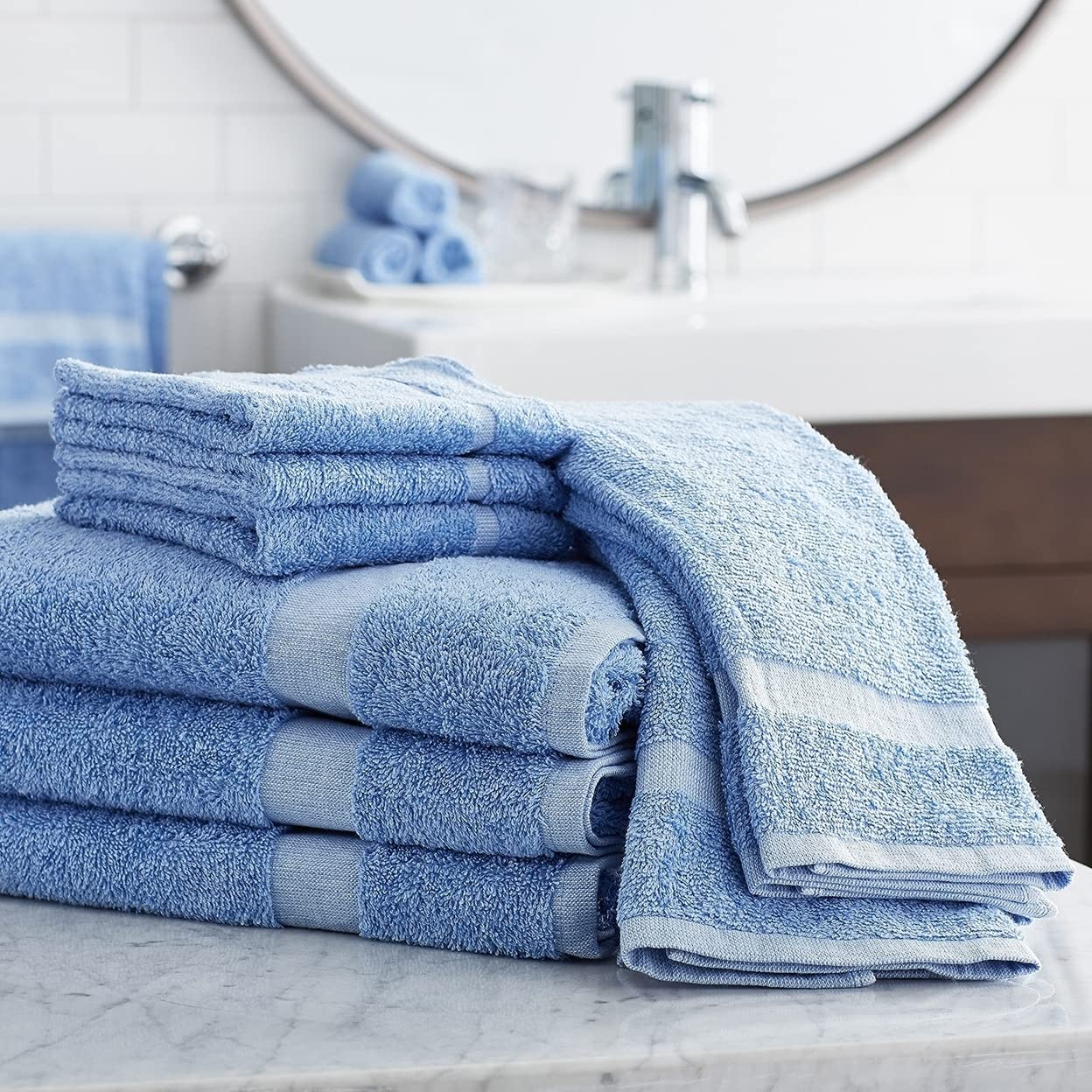 Member's Mark Commercial Bath Towels, Blue (Set of 6) Amazon.in Home