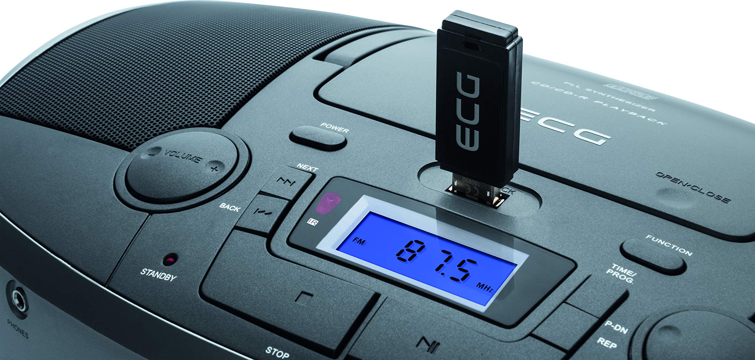 ECG CDR 1000 U Titan radio CD z USB – CD, CD-R/RW; wejście MP3; wejście AUX; 30 ustawień tunera; wyświetlacz LCD z podświetleniem; pilot zdalnego sterowania, szaro-srebrny