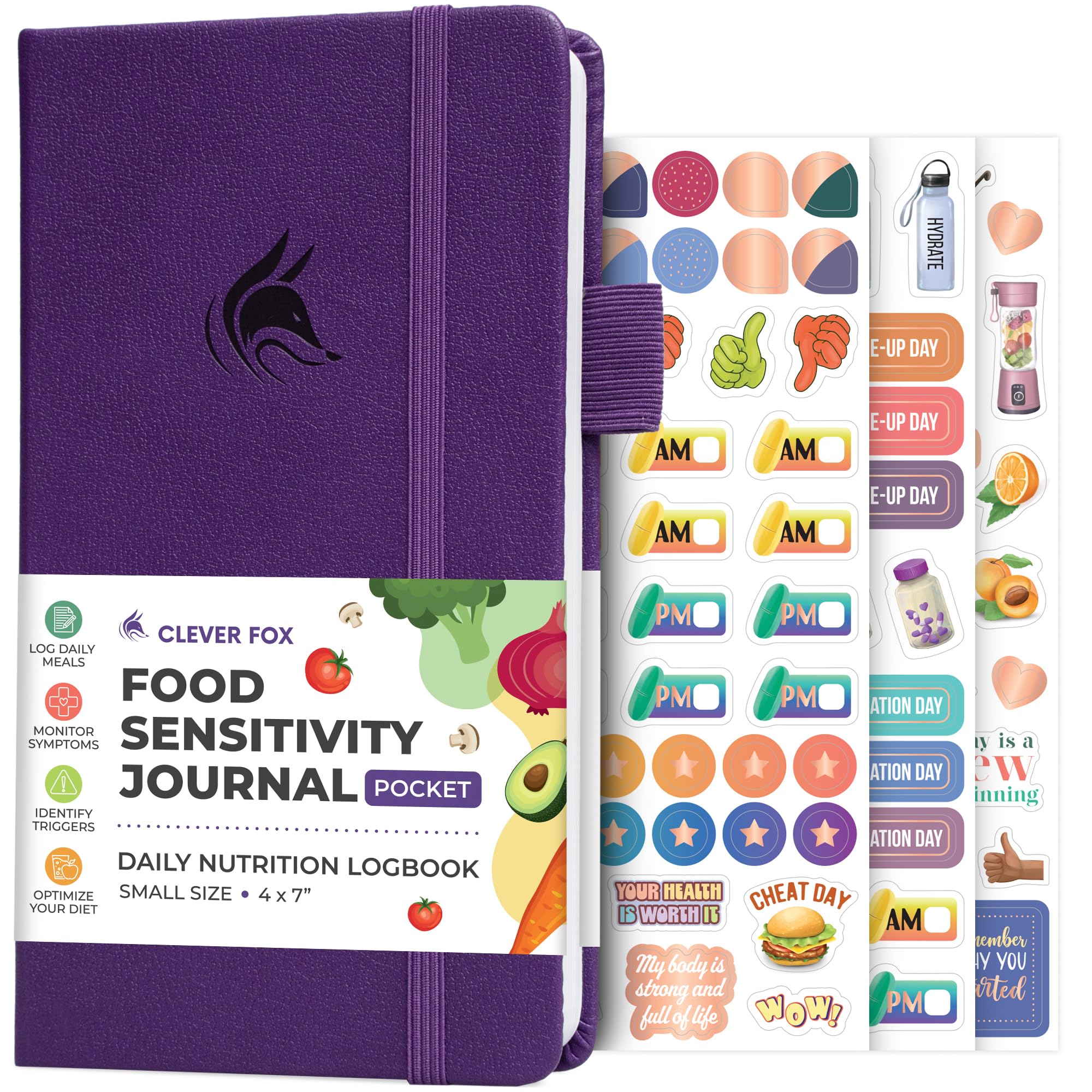 Clever Fox Food Sensitivity Journal Pocket – Daily Intolerance & Symptom Log for IBS, Diabetic, Low Fodmap, Elimination Diet – Health Tracker, 3.7x6.7