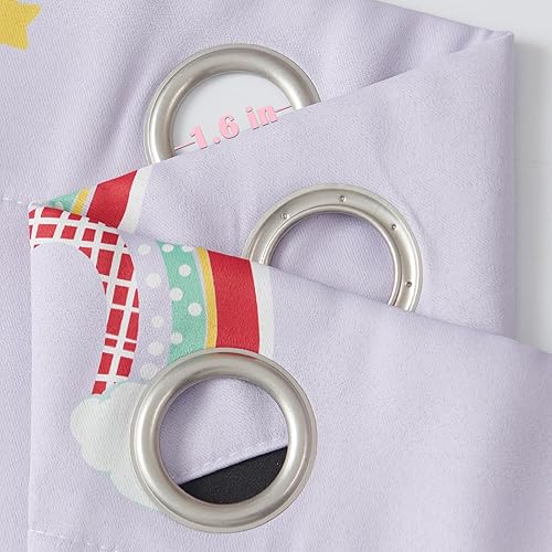 Miniatura 6 de Vangao Cortinas opacas para dormitorio de niños, cortinas de arco iris de 84 pulgadas de largo, para dormitorio de niñas, habitación de bebé, con