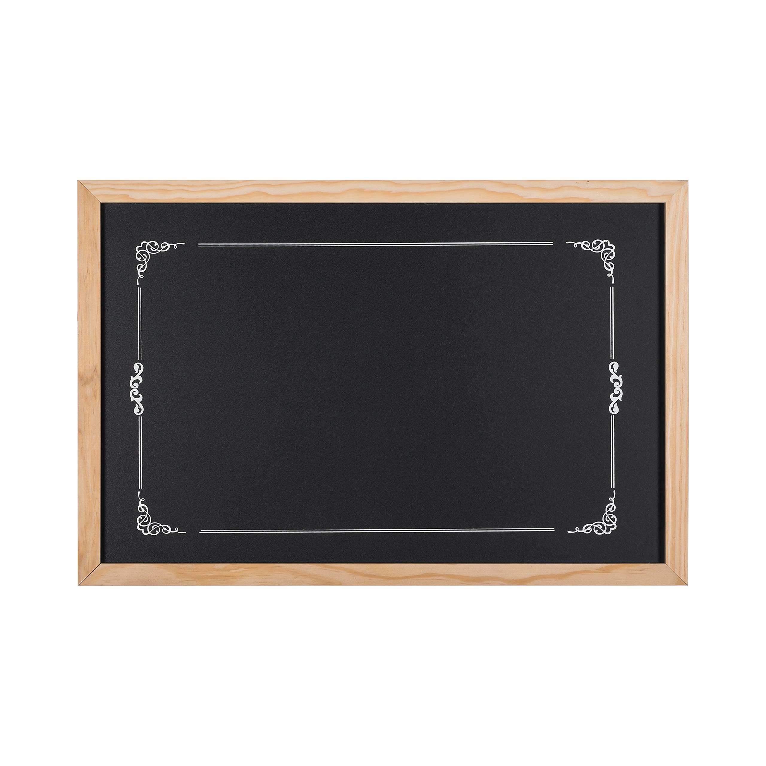 Bi-Office - Lavagna Nera per Gesso Decorative, 600 x 400 mm, Cornice di Pino