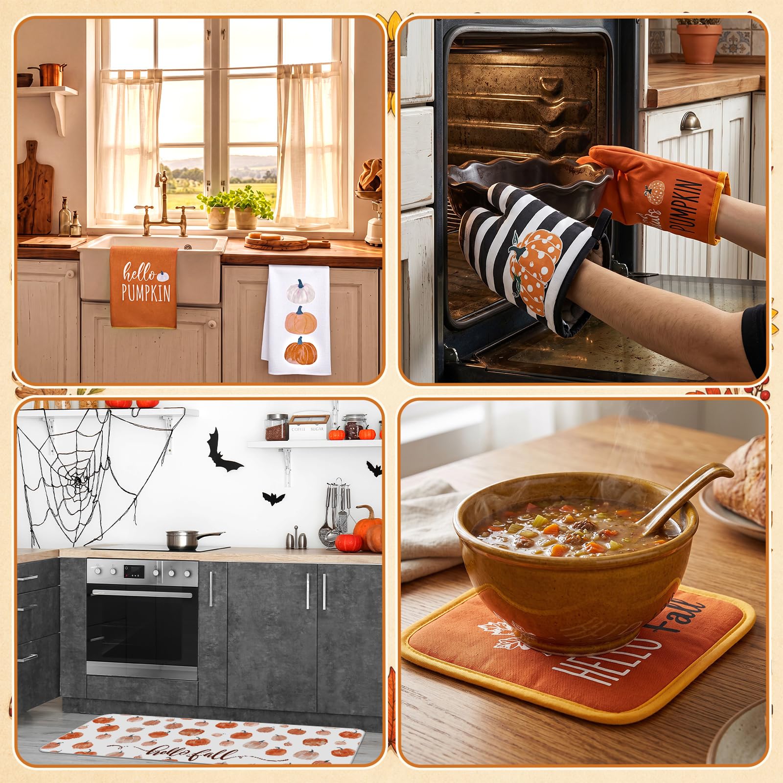 Fall Thanksgiving Kitchen Decor Set - 16 Pcs -5