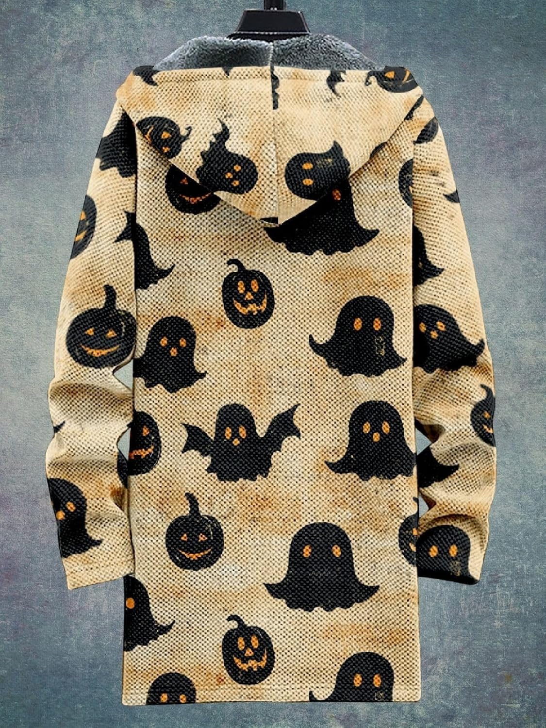 2025 Men's Ethnic Pattern Hooded Jacket Long Cardigan Hoodies Full Zip Vintage Knitted Zipper Coat with Pocket - Image 6