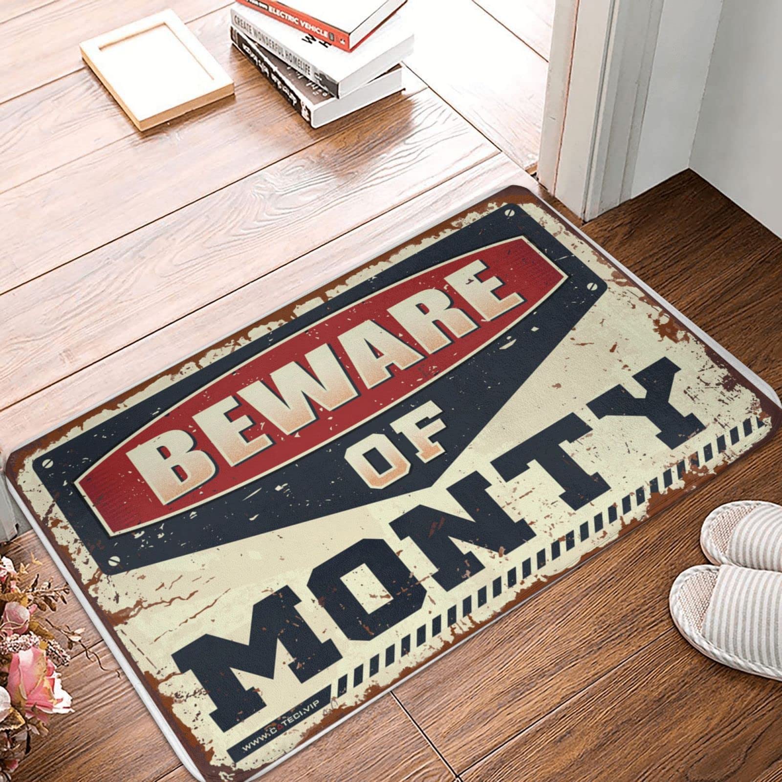 Paillasson Beware Of Monty grand tapis de sol résistant 65x90 cm