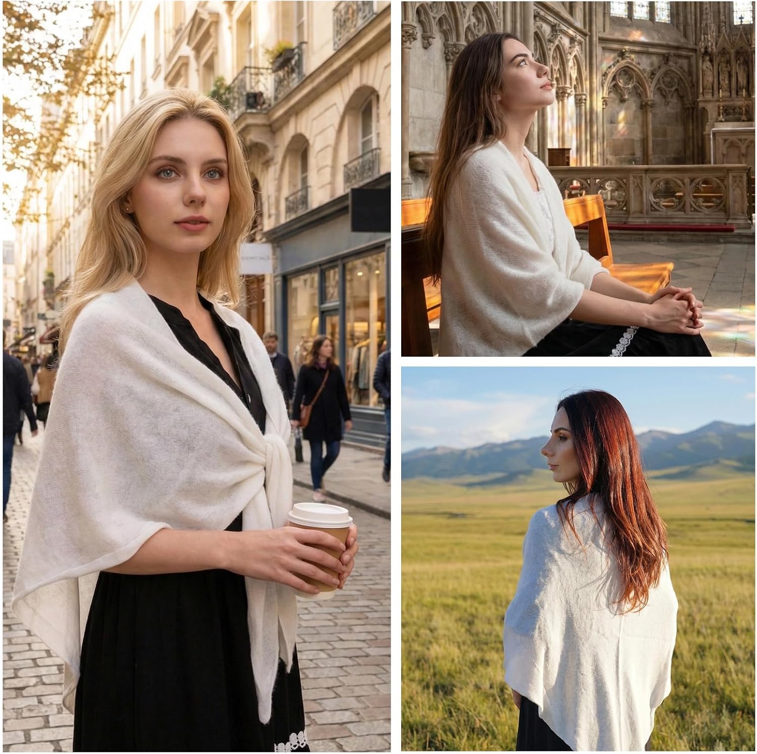 Cashmere Blend Shawl Wraps for Women,Cashmere Poncho Pashmina for Women Travel Scarf for All-Season with Gift Box