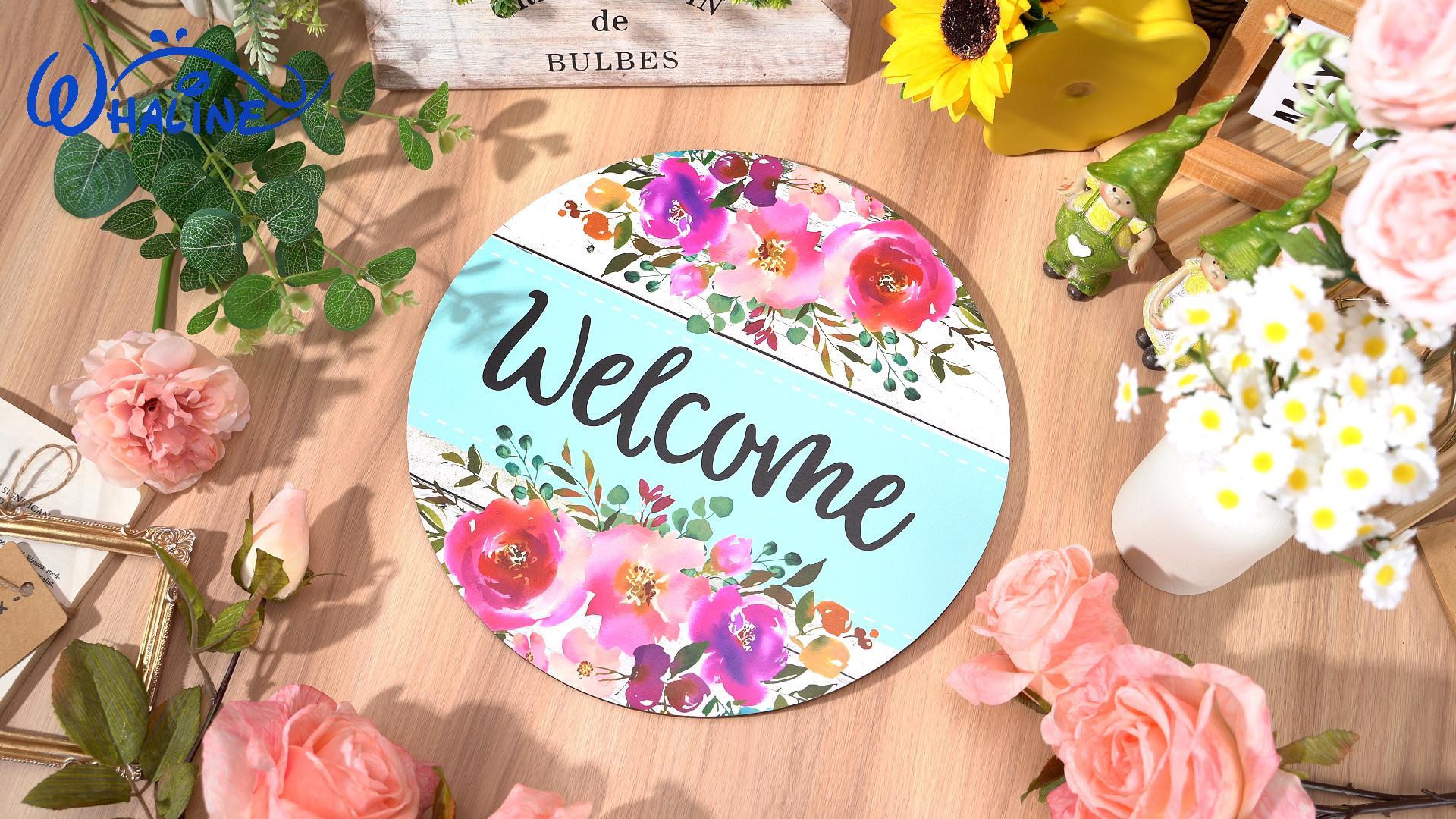 Amazon.com: Whaline Spring Summer Flower Wooden Welcome Sign