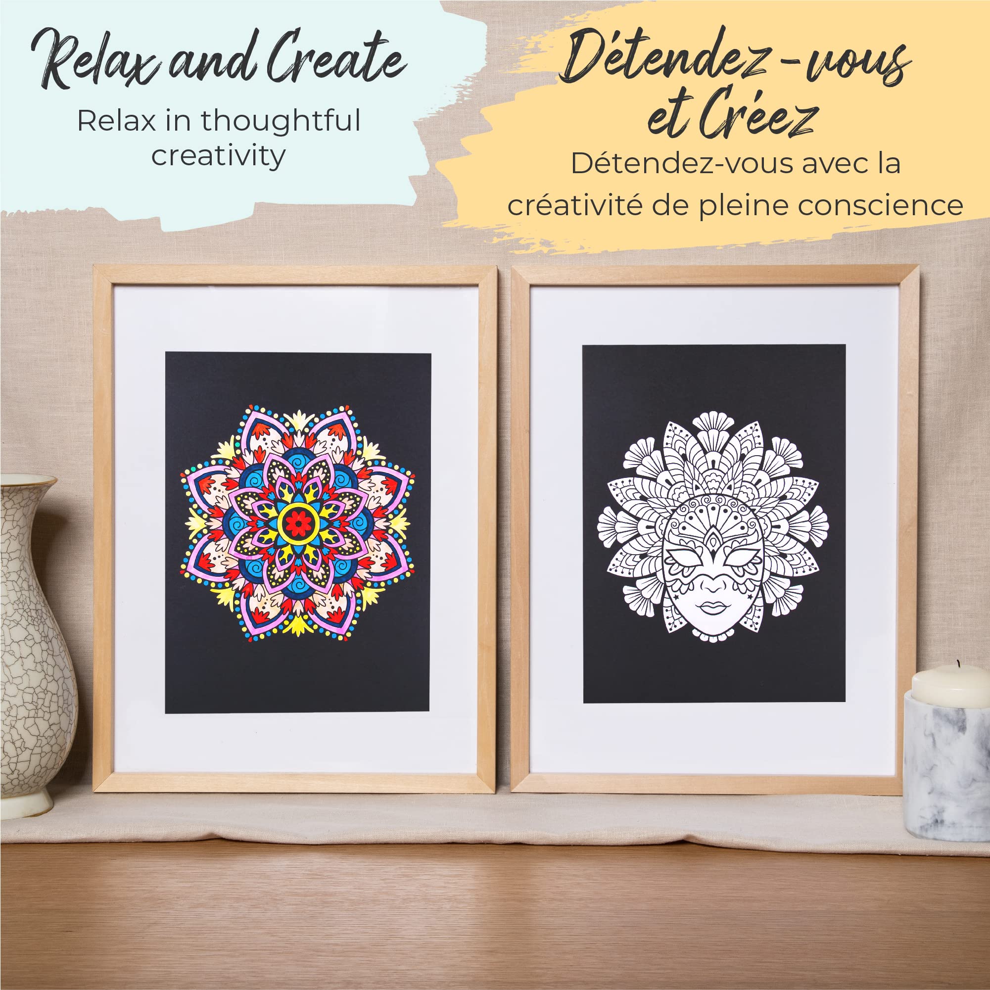 Mandala Night - Adult Colouring Books by Colorya - Spiral-Bound, Premium Quality Paper, No Medium Bleeding, A4 One-Sided Print