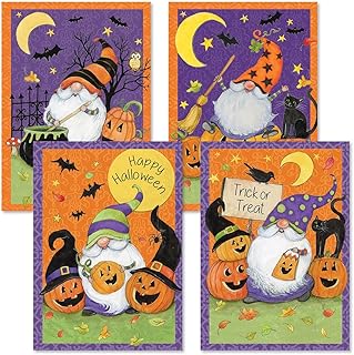 Current Halloween Gnomes Greeting Cards Set © Susan Winget - Set of 8 Large 5 x 7-Inch Cards, Themed Holiday Card Variety Value Pack, Assortment of 4 Unique Designs, Envelopes Included