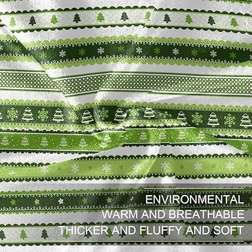 Miniatura 7 de Set of Christmas Ribbon Patterns in Green Comfy Fluffy Blanket for Adults Kids, Ultra-Soft Holiday Blanket for Travel Picnic 60x90 Inches