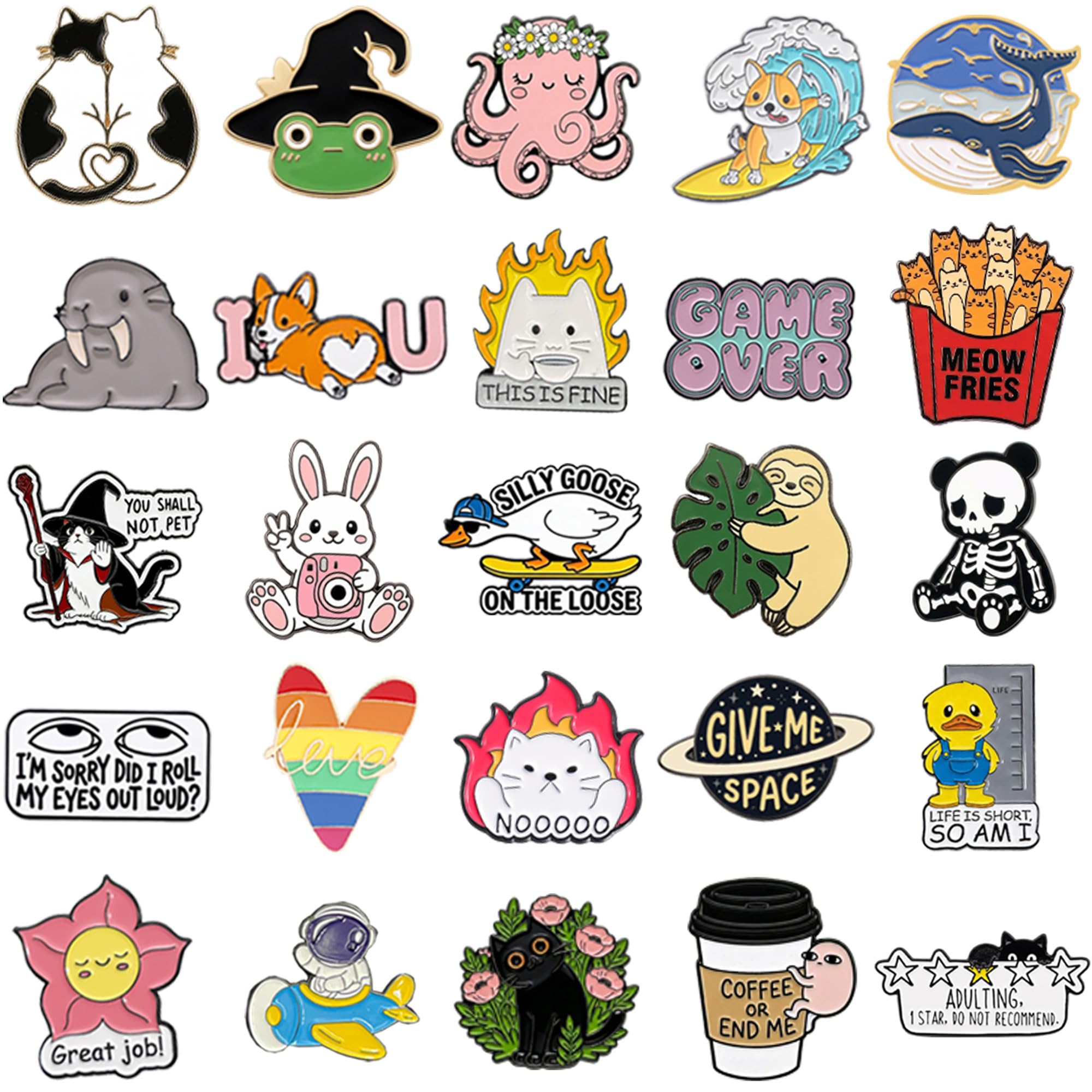 SINCCO - Juego de 20/40/50 pines esmaltados para mochila, divertidos pines de solapa esmaltados de anime, juego a granel, broche de botón, insignia estética para mochilas, bolsos, chaquetas, niños