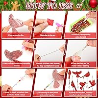 Vista 5 de Tradder Juego de 6 piezas de arte de diamantes para adultos, campanillas de viento, atrapasoles de doble cara, adornos cardenales de pájaro