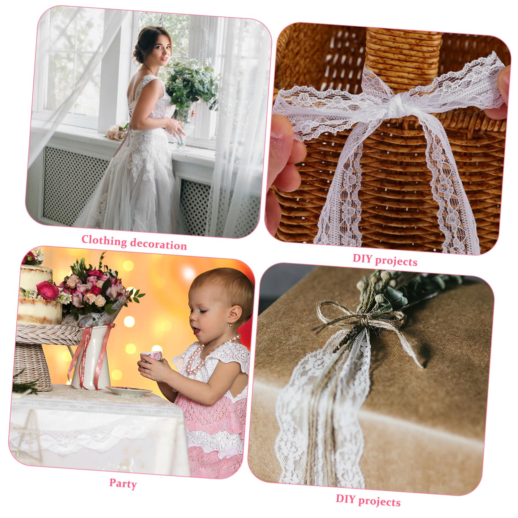 Uonlytech 12 Rollos Cinta De Encaje Blanca Ribete De Encaje Para Manualidades Para Flores y Para Obsequio De Tela