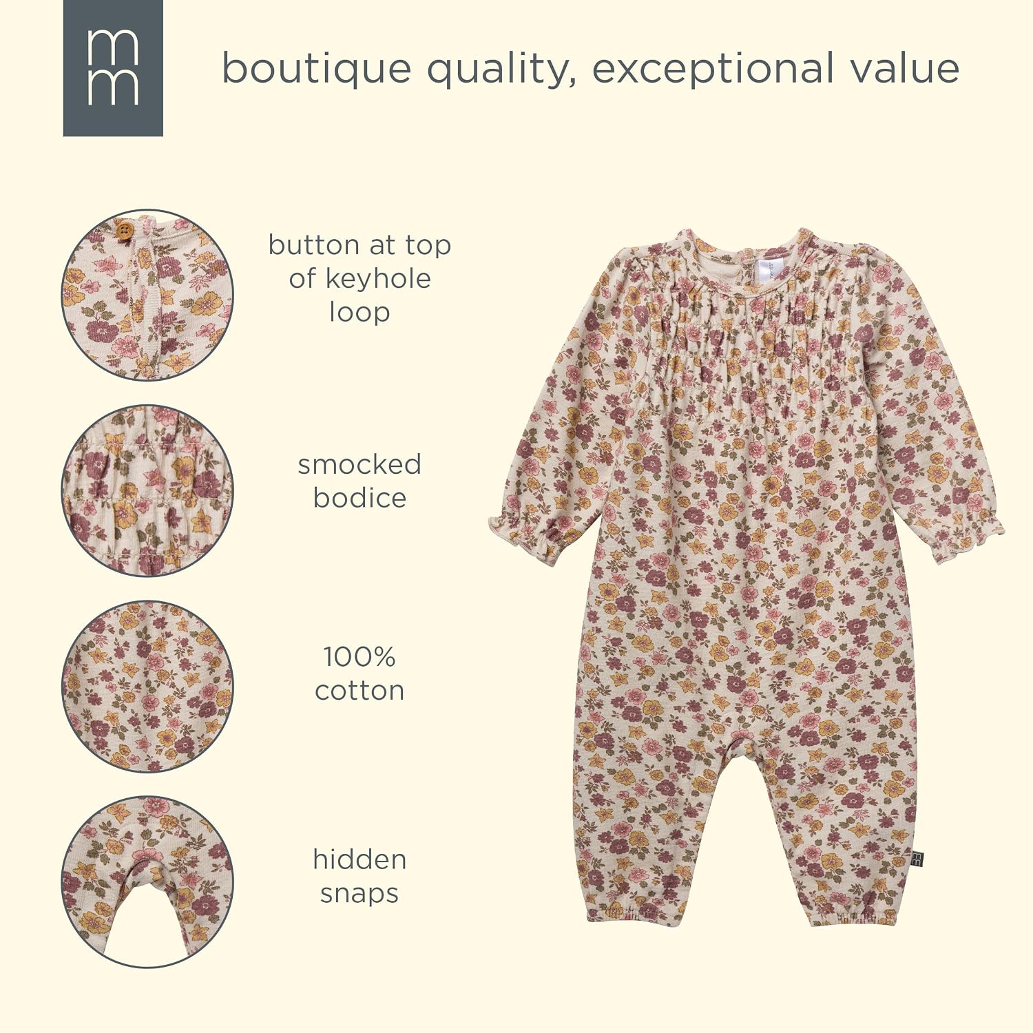 Modern Moments by Gerber Baby Girls' Long Sleeve Long Leg Ruffle Romper