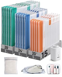 BAGSMART Travel Vacuum Bags with Rechargeable Electric Pump, 18PC Kit | Wireless Pump, Bonus Shoe, Laundry & Toiletry Bags, Reclaim 80% luggage space. Ideal for suitcase packing, travel & home. - Amazon product rated Grade A
