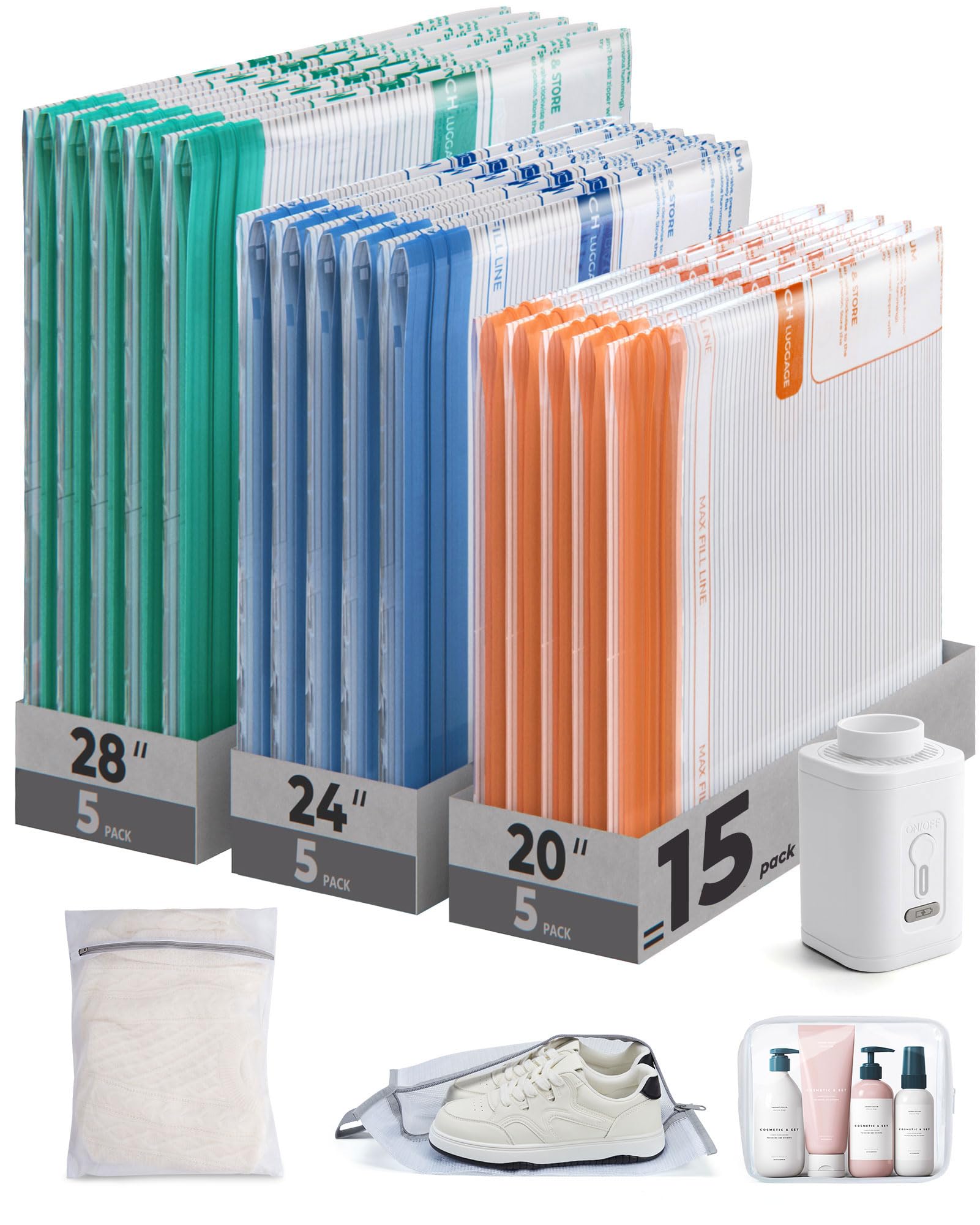 BAGSMART Travel Vacuum Bags with Electric Pump