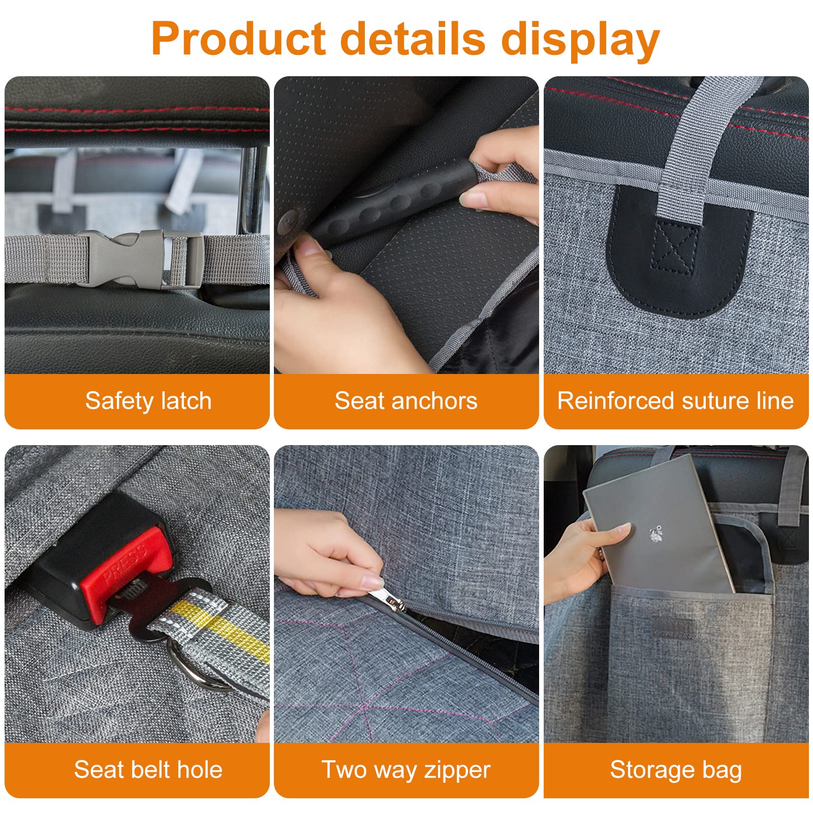PETCUTE Cubre Asientos de Coche para Perros,Cubierta Asiento Coche Perro con Ventana de Malla,Hebilla de Seguridad,Funda de Asiento para Perros Impermeable y Resistente,Universal para SUV, Camión