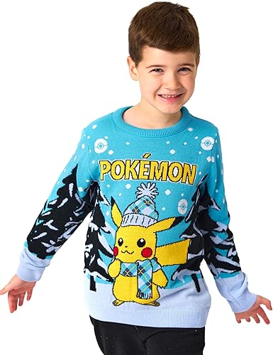 Pokemon Jersey navideño Pikachu de punto festivo para niños y niñas