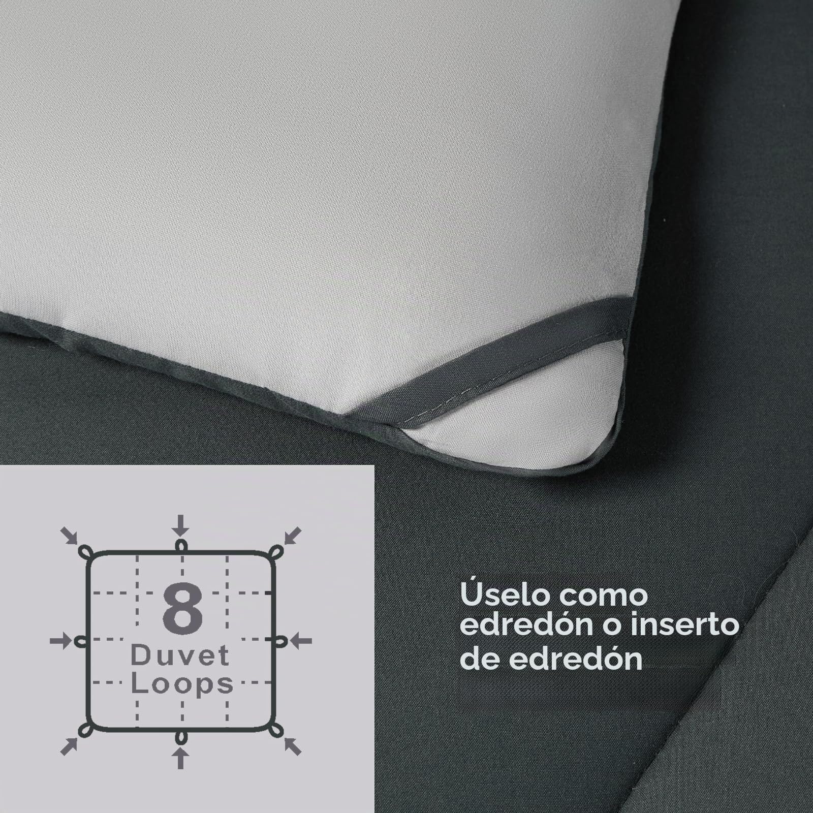 beeweed Edredón Relleno Nórdico 240x260 cm para Cama 180, Reversible Edredón de Fibra Oeko-Tex. 300 gr/m² en 100% Suave Microfibra, con 2 Fundas Almohada