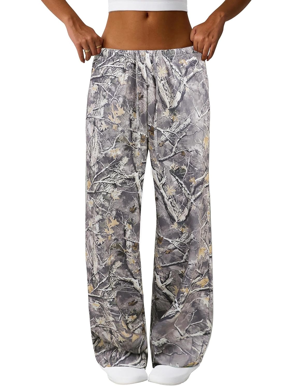 SOFIAS CHOICE Womens Camo Pants High Waisted Baggy Comfy Wide Leg Y2k Sweatpants with Pockets