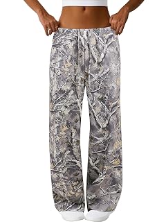 SOFIAS CHOICE Womens Camo Pants High Waisted Baggy Comfy Wide Leg Y2k Sweatpants with Pockets