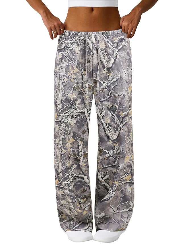 SOFIAS CHOICE Womens Camo Pants High Waisted Baggy Comfy Wide Leg Y2k Sweatpants with Pockets