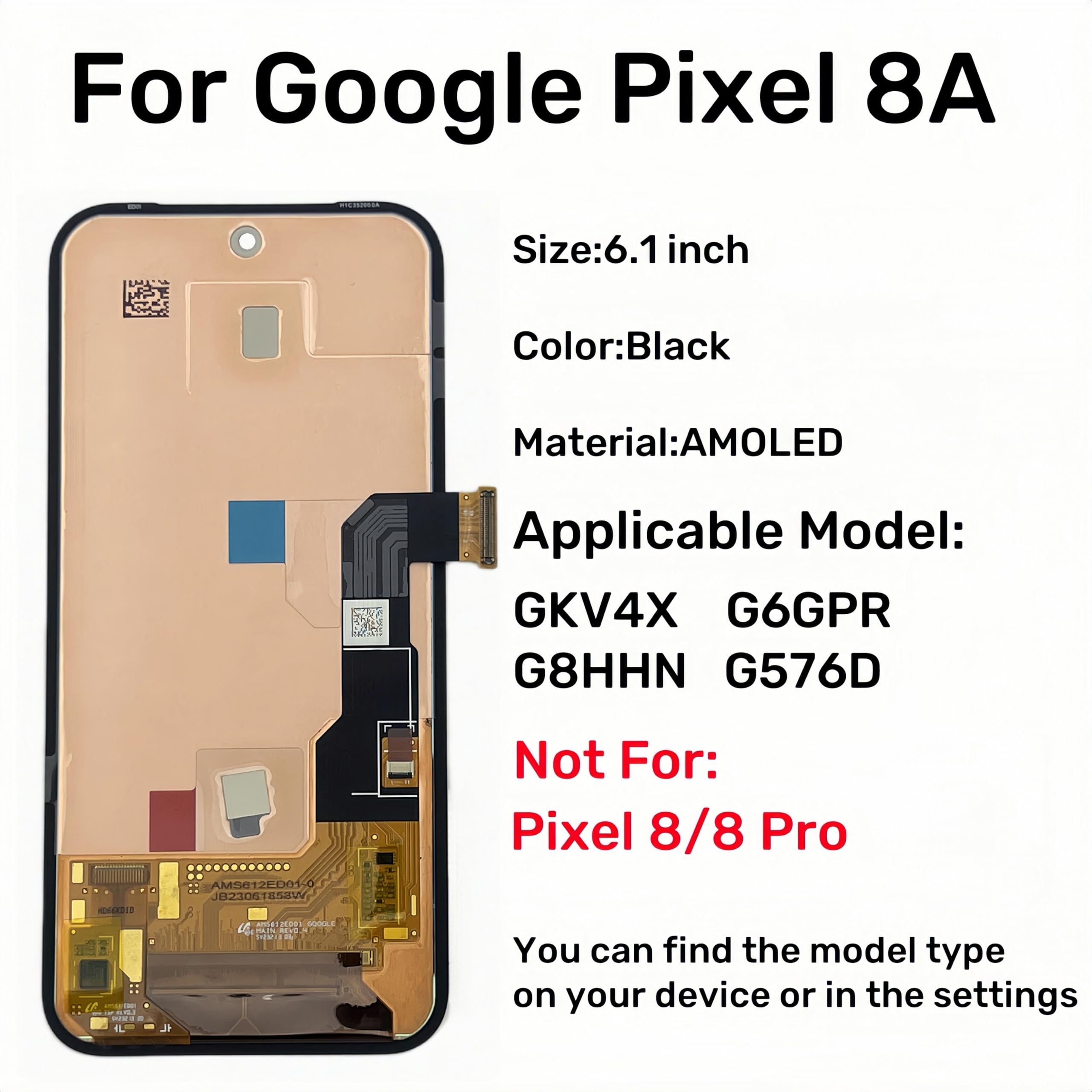 Amazon.com: Original AMOLED Pixel 8A Screen Replacement for Google
