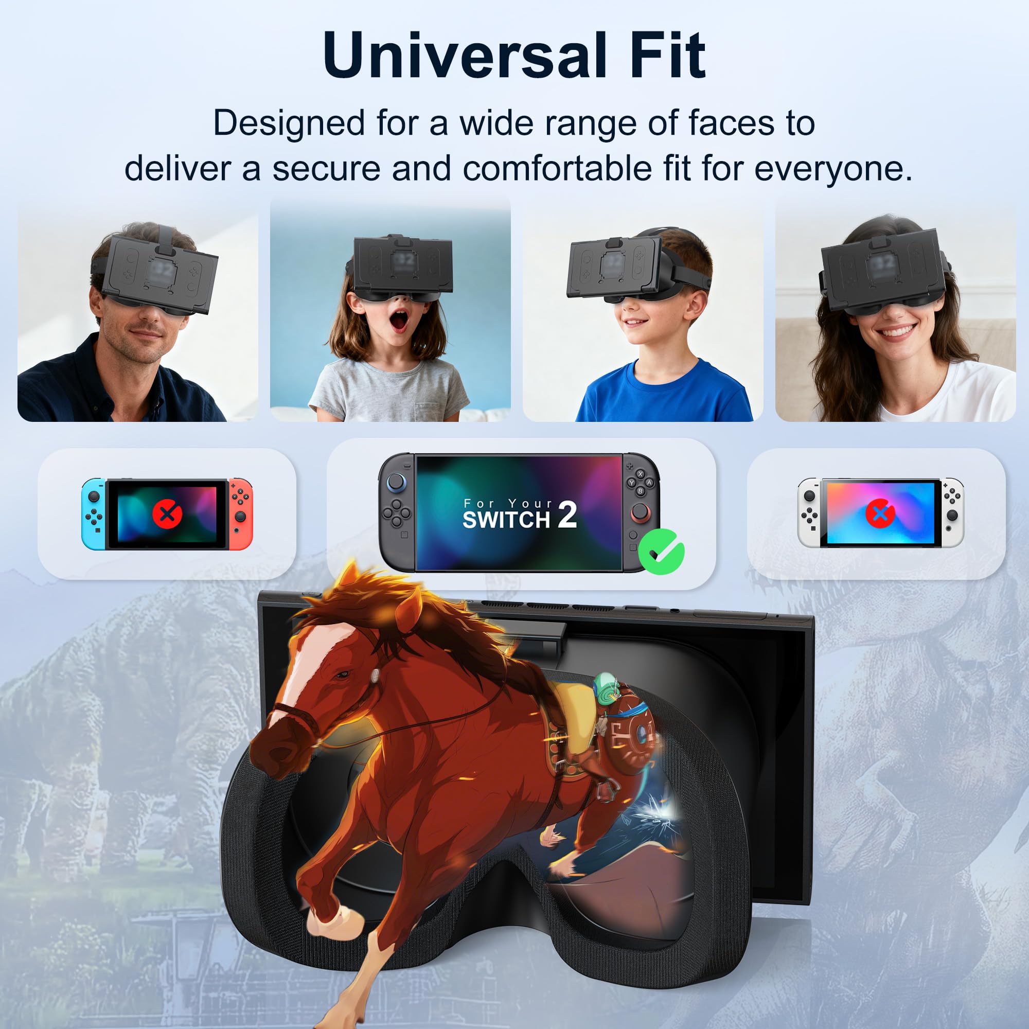 Verbessertes VR-Headset für Switch 2 2025, Switch 2 Virtual Boy VR-Spielbrille mit verstellbaren HD-Gläsern und Kopfband mit Drehknopf, Virtual Boy, Labo VR für Switch 2 Zubehör, Black