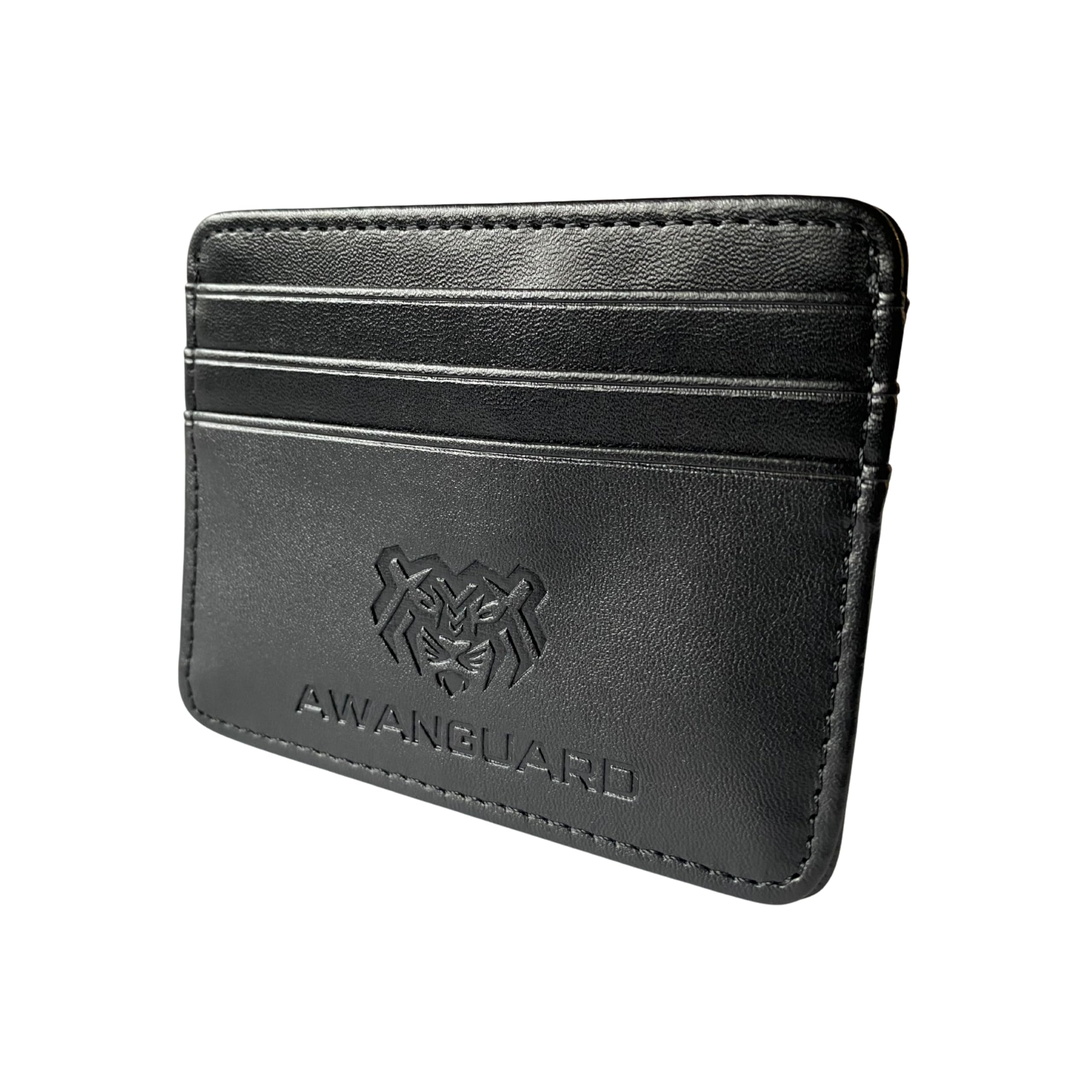 AWANGAURD - PU Leather Money Clip Card Holder Unisex Slim Wallet with Cash Compartment, for Men and Women, Black. Quick Access Compartment, Sleeve Case Holder, Portable Card Holder