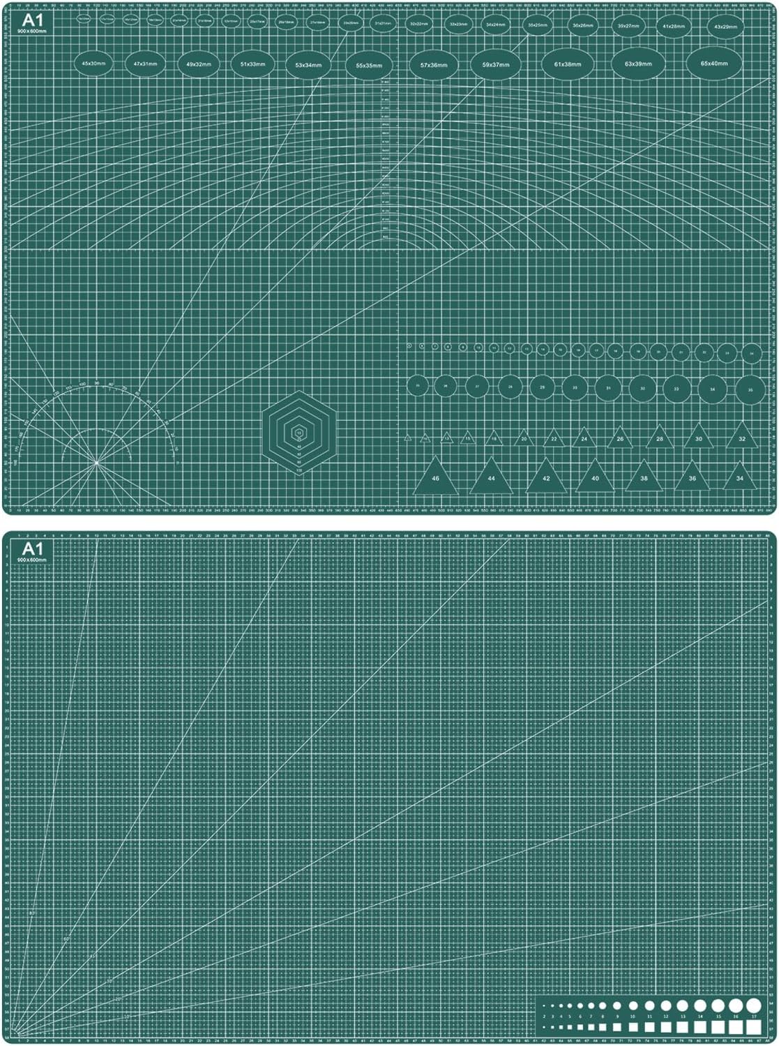 Large Cutting Mat, 35" x 23", 1 Pack Double-Sided 5-Ply Self Healing Cutting Mat, for Sewing, Quilting, Scrapbooking & Craft, Large Craft Cutting Board for Hobby Use(A1), Green