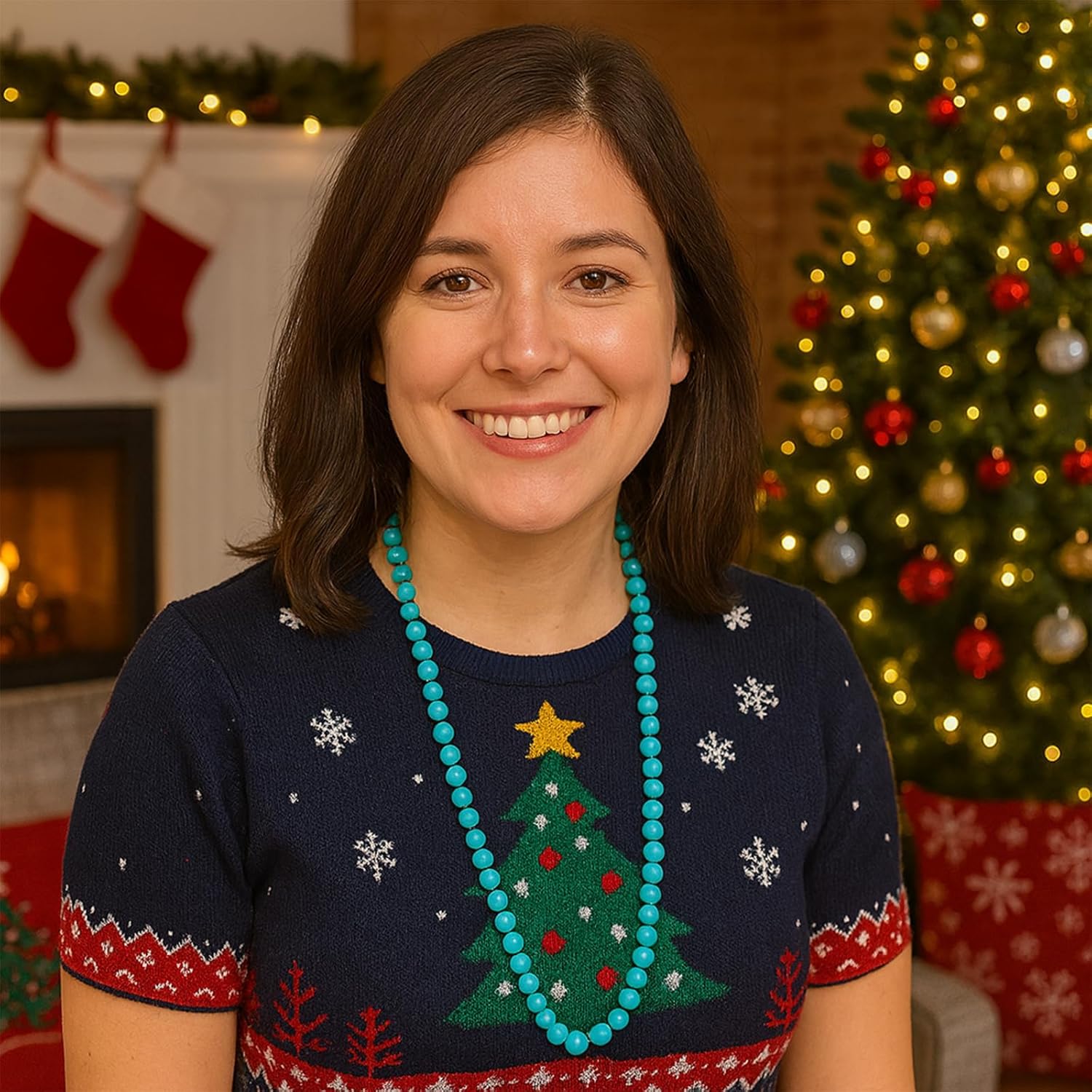 Sheplus Christmas Gifts for Grandma - Extra Long Genuine Original Turquoise Beaded Choker Multi Strand Necklace Handmade Statement Boho Western jewelry - Image 6