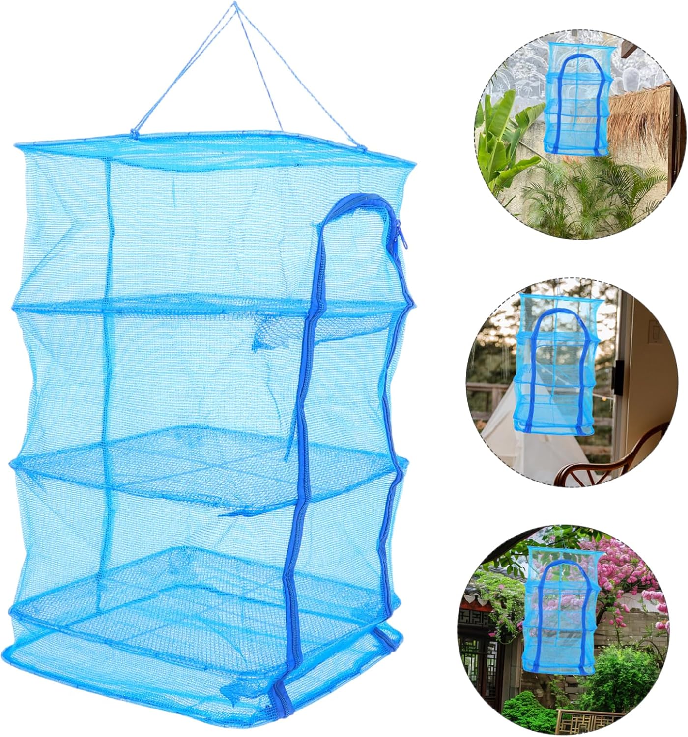 2pcs Foldable Multi Functional Drying Nets with Sturdy Skeleton Frame Mesh Hanging Rack for Vegetables Fruits Fish Indoor Outdoor Use Space Saving Drying Bags