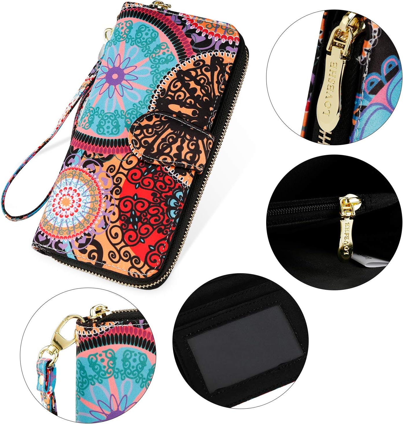 Women Wallet Card RFID For Womens Holder Blocking Credit Small Zipper Purse Pocket Bifold Slim Coin ID Ladies Wristlet Clutch Large Capacity Window Case Travel Zip Women's - Image 5