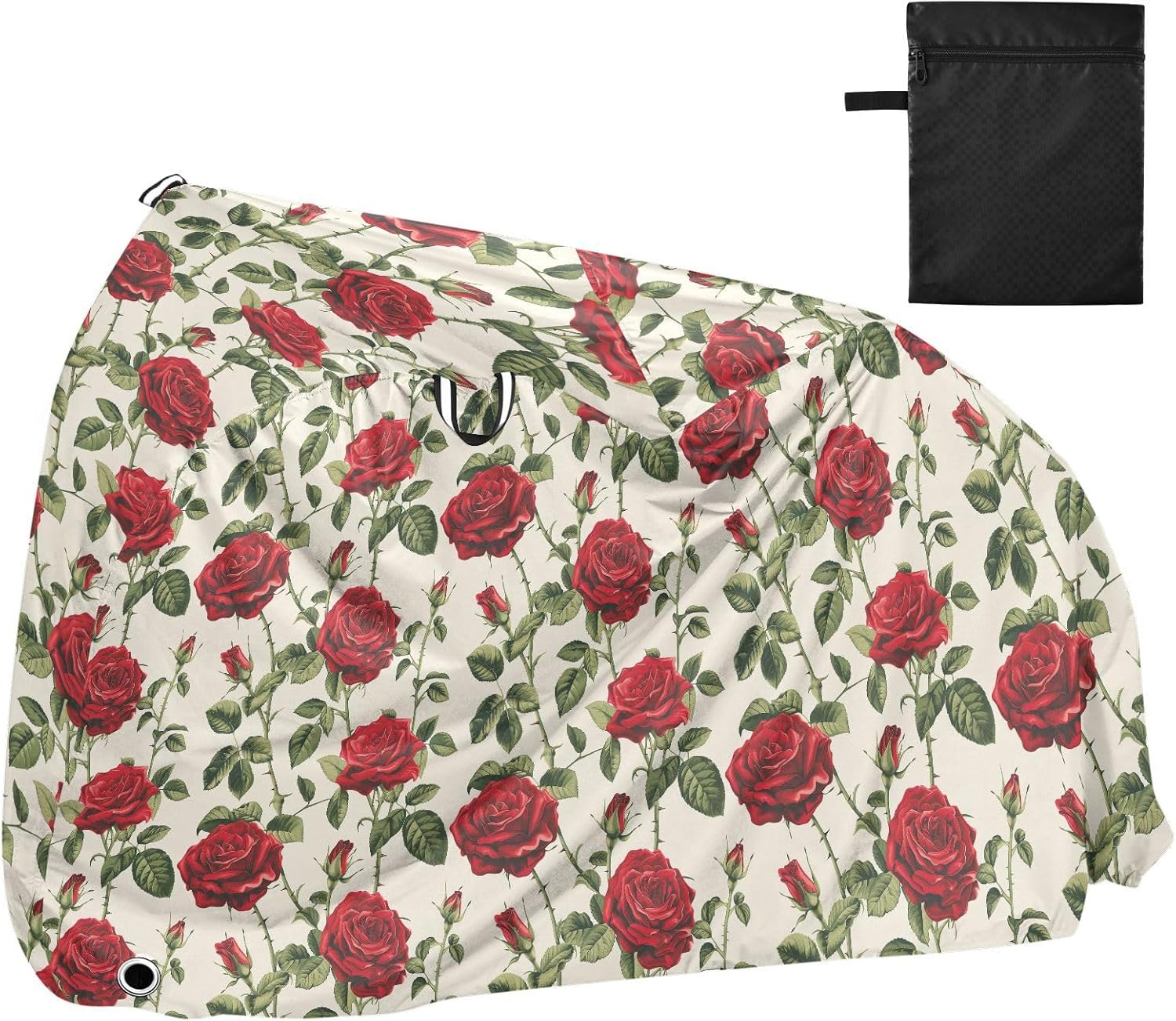 ALAZA Red Rose Flower Bike Cover Waterproof Outdoor Ebike Bicycle Covers Tarp Protection for 1/2 Bikes, Sun UV Dust Wind Proof