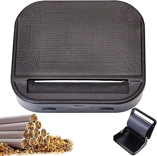 BOZILY Tobacco Rolling Machine, 1 PCS Automatic Cigarette Rolling Machine, 70mm Cigarette Portable Metal Box for Cigarette Rolling, Roller Cigarette Accessories(Black with Decorative Pattern)