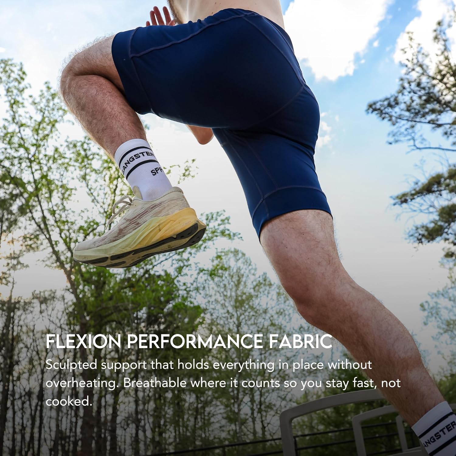 Sprints Mens Flexion 8" Compression Shorts with Pockets & Drawcord