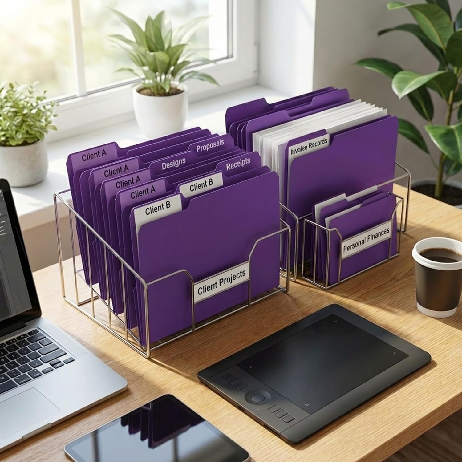 100 Packs Purple File Folder,1/3-Cut Tabs,Manilla File Folders Letter Size,8.5x11 Paper File Folders for Office Filing,School Projects and Home,Organizer Documents