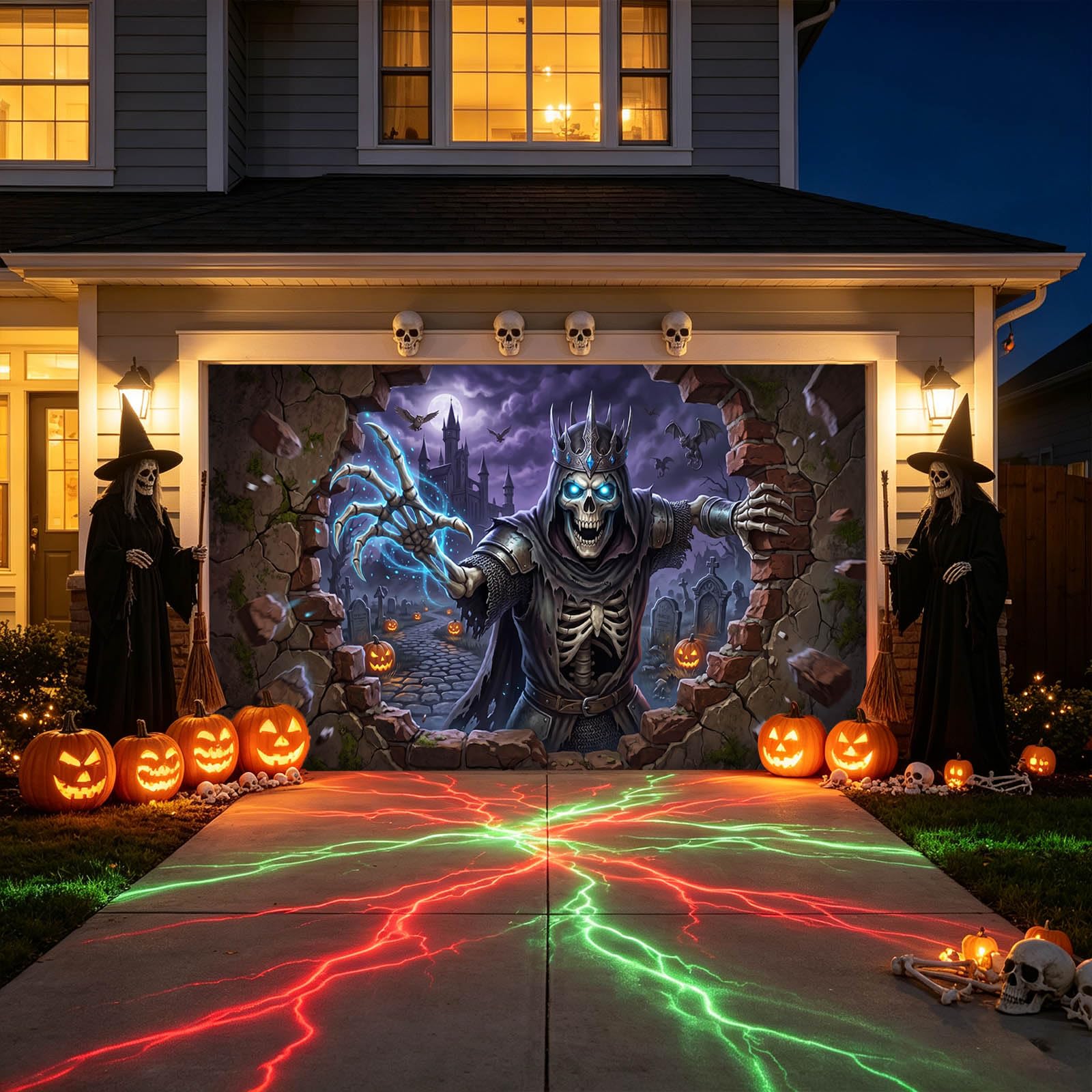 Halloween Garage Door Cover Halloween Decorations Outdoor Hanging Banner Garage Buddy Backdrop for Home Wall Decor Holiday Spooky Party Photo Backgrounds Window Decoration