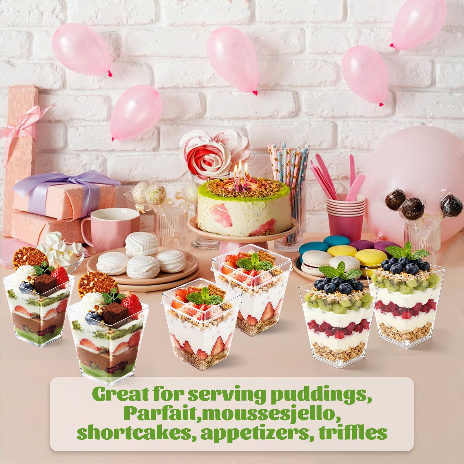 50 Piezas Reutilizables Vasos para Postres con 50 Reutilizables Cucharas,160ml Tazas de Postre con Tapa,Vasitos Para Postres para Plastico,Helado,Pudín,Mouss