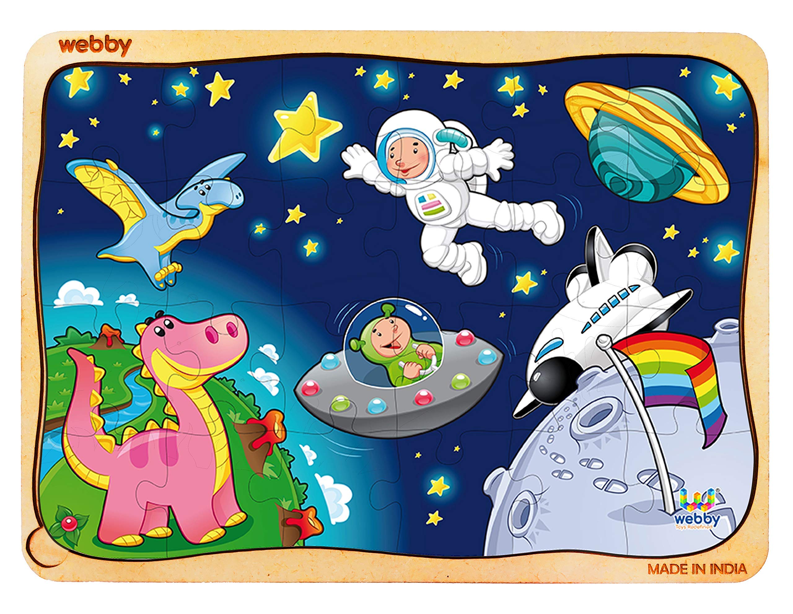 Webby The Man in Space Wooden Jigsaw Puzzle, 24pcs, Multicolor