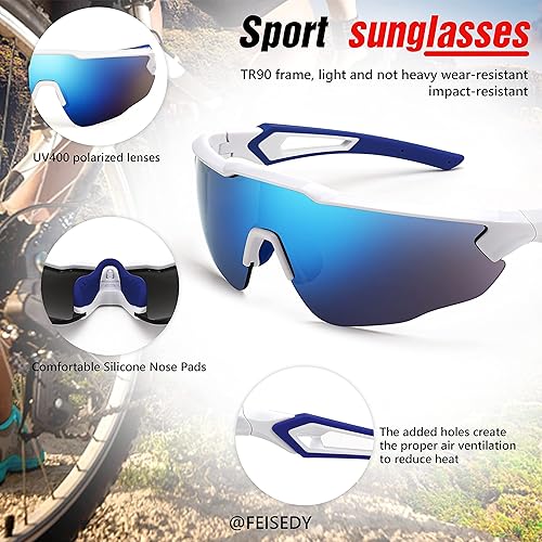 Miniatura 5 de FEISEDY Gafas de sol polarizadas de ciclismo para hombres y mujeres, gafas deportivas de los años 80, correr, conducir, pesca, ciclismo, B0011