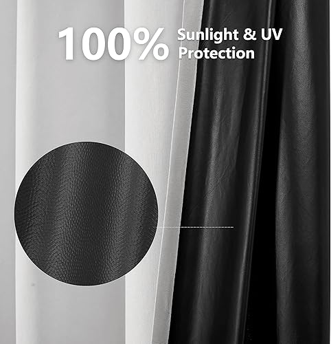 Miniatura 3 de YC WINRRARII Cortinas 100% opacas con ojales para dormitorio de 63 pulgadas de largo, juego de 2 paneles de cortinas de bloqueo, tratamientos de